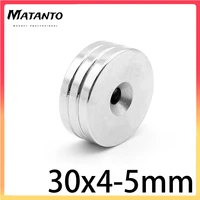 125101520pcs 30x4 5 round rare earth neodymium magnet 304 mm hole 5mm 30x4 disc countersunk strong magnet 30x4 5mm 304 5