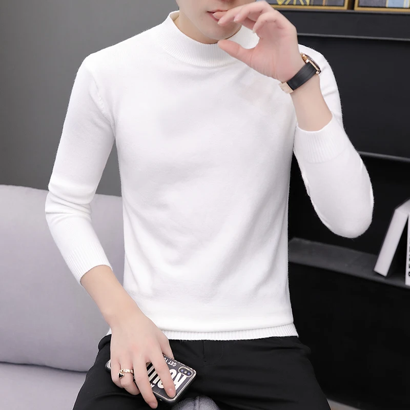 Men's Long-sleeved T-shirt Autumn and Winter Korean Knitted Sweater Sweater Men's Warm Autumn Clothes Thin Bottoming Shirt Men