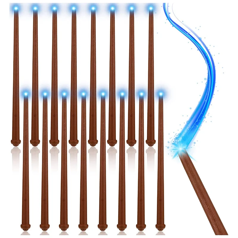 

16Pcs Light Up Magic Wands Sound Toy Wizard Wands Illuminating Wizard Wands for Halloween Cosplay Masquerade(Dark Brown)