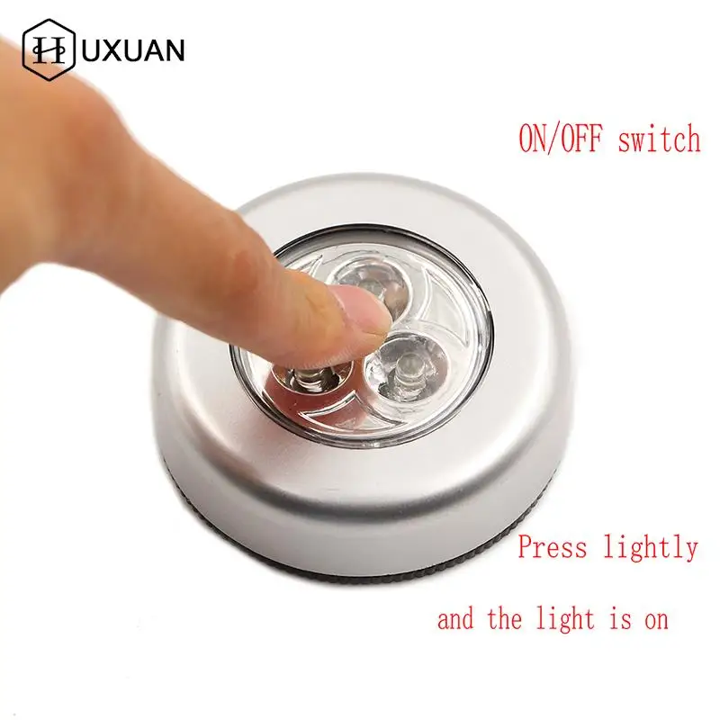 

3 LED Stick Touch Light Lamp Battery Powered Stick Tap Worldwide Kitchen Cabinet Closet Push Tap Home Stick On lamp