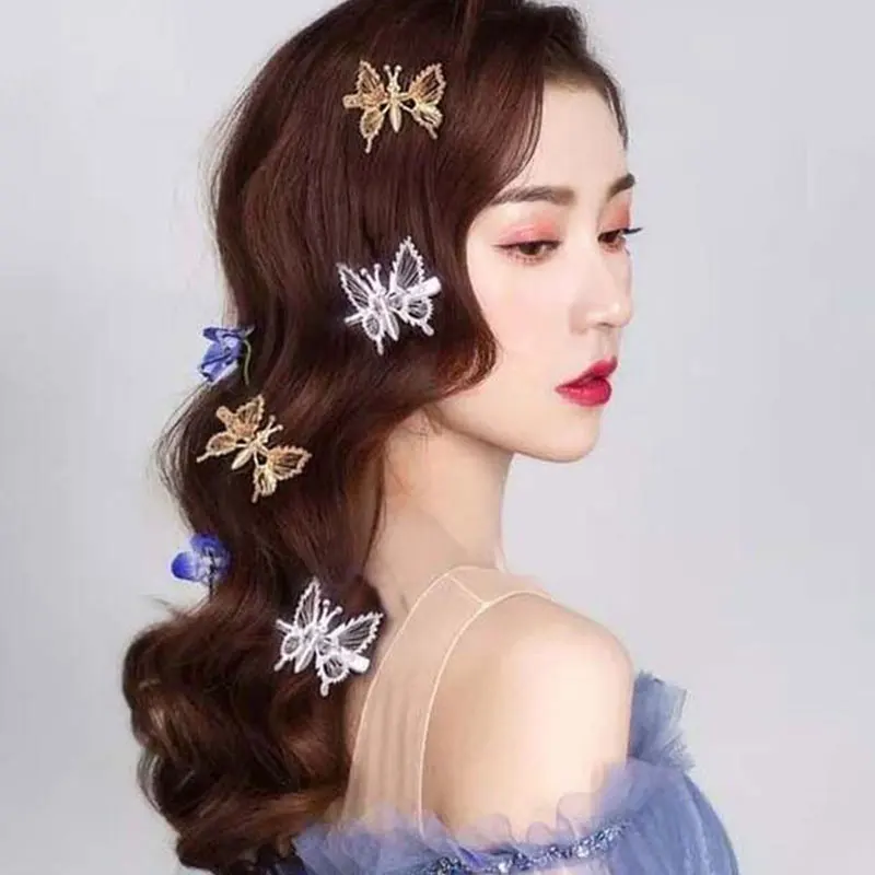 

Women Butterfly Hairpin Girl Flying Butterfly Shiny Hair Clips Princess Bows Barrette Party Hair Accessories Can Moving Flying