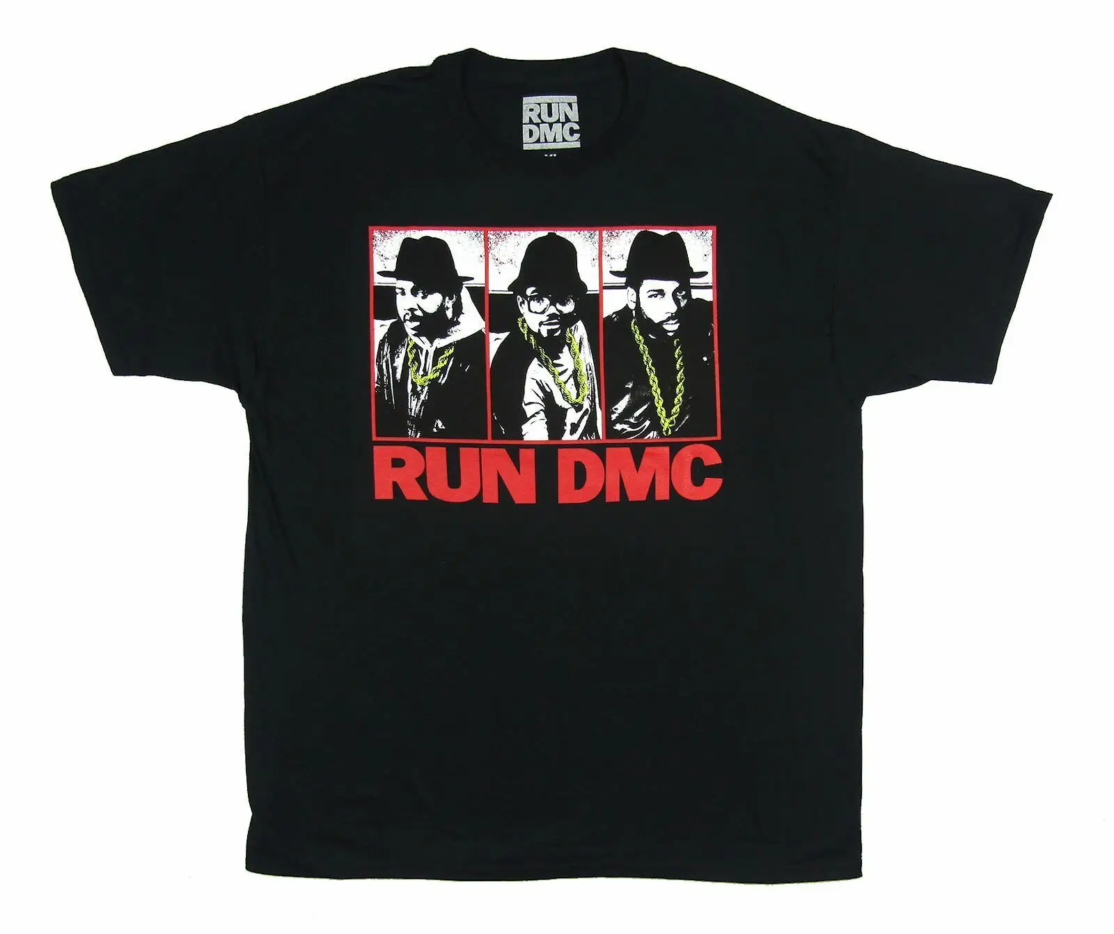 

Run DMC Three Gold Chains Image Black T Shirt New Merch