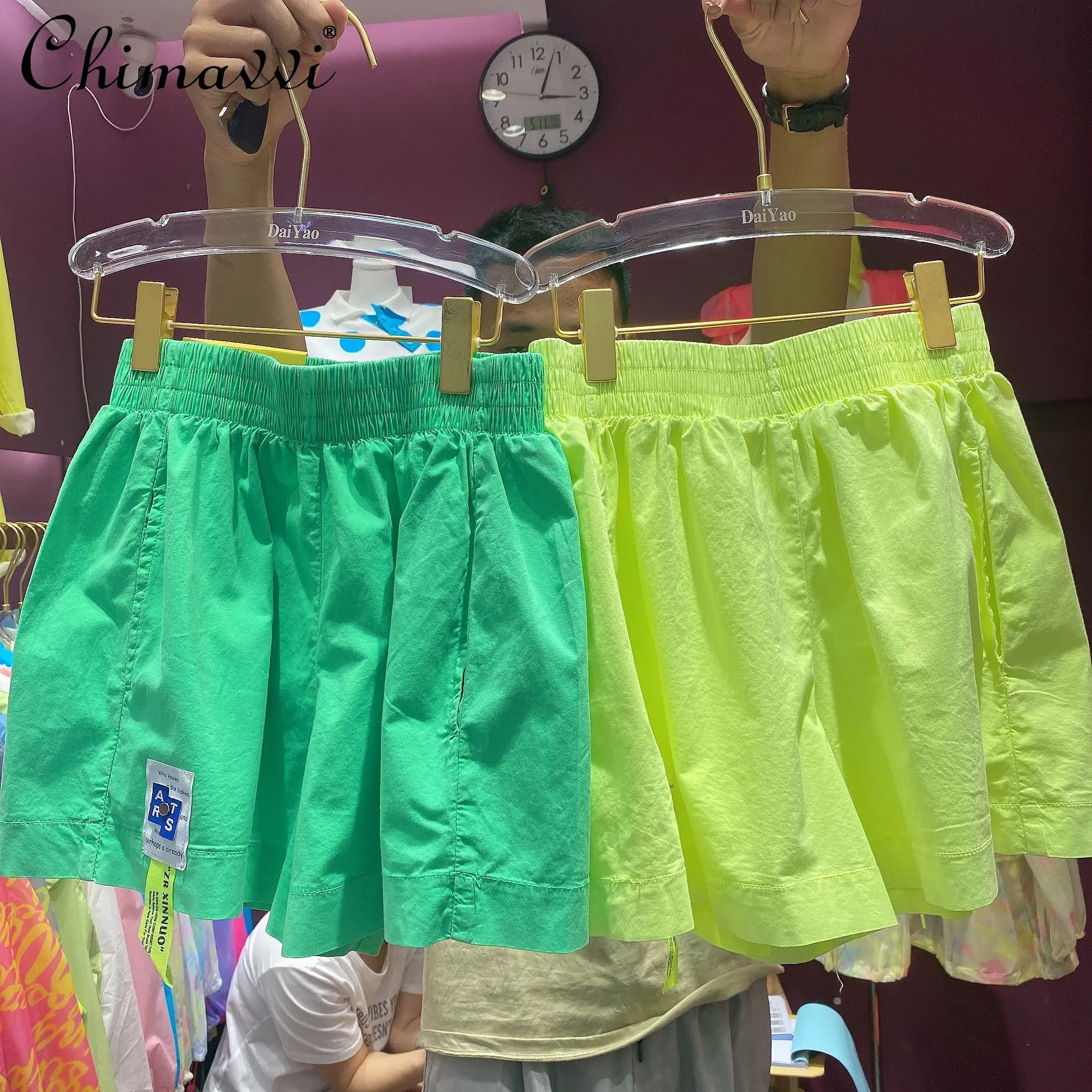 

Women's 2022 Summer New Fashion Elegant Labeling Casual Candy Color Shorts Ladies Simple Loose Knee-length Wide Leg Short Pants
