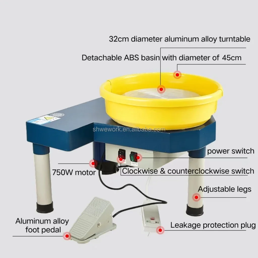 WeWork 750 Вт электрическая керамическая круглая машина для керамики с ножной