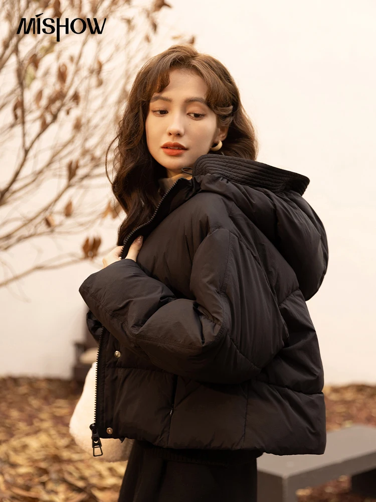 MISHOW Down Jacket Women 2022 Winter Korean Hooded Zipper White Duck Velvet Short Parkas Warm New In Outdoor Clothes MXB45Y0128