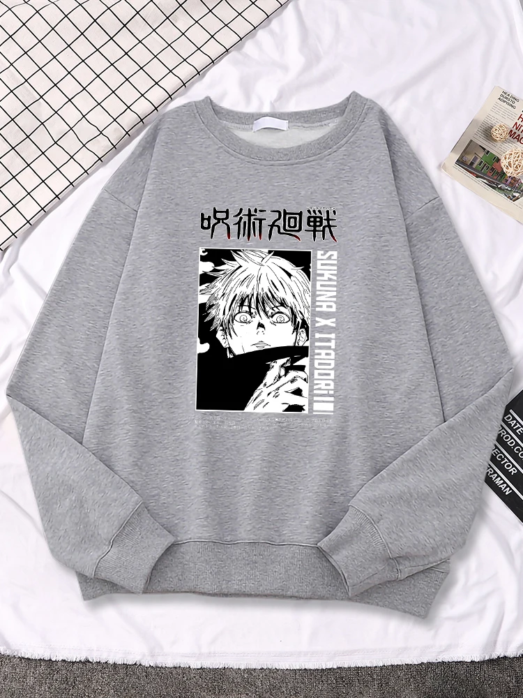 

Женский свитшот с рисунком аниме juютсу Kaisen Gojo Satoru, повседневная флисовая одежда для творчества, осенние женские толстовки с круглым вырезом