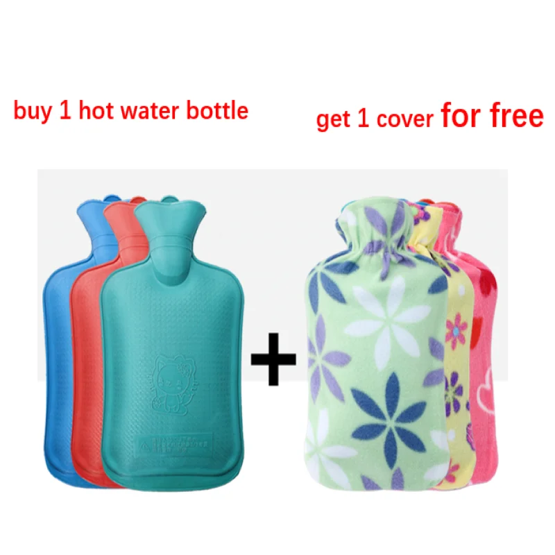 1PC 1 Liter Rubber Hot Water Bottle with Cover Chrismats Gift