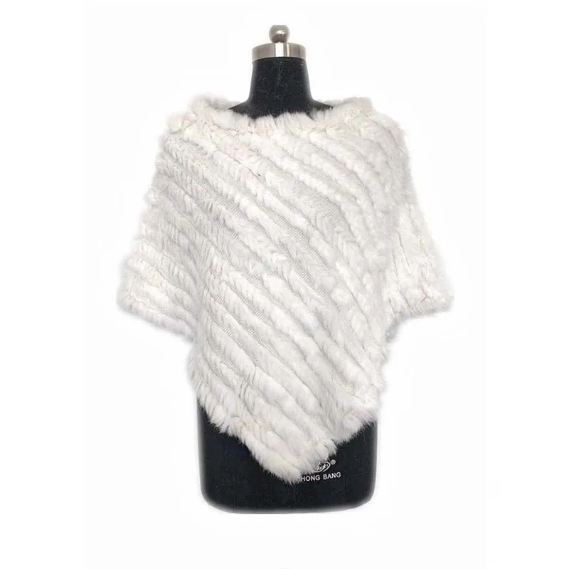 New Winter Solid Color Rabbit Fur Tassel Coat Women Fashion Warm Fur Coats Outerwear Fake Fur Shawl Knit Women Clothing