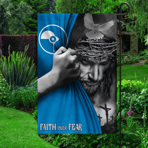 Американский флаг Иисуса Веры над страхами Бога Прапор ЯП Садовый