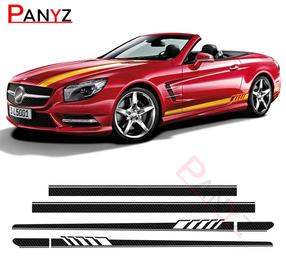 

Car Door Side Stripes Skirt Sticker Edition 1 Styling Car Hood Decal For Mercedes Benz SL Class R230 R231 SL500 SL350 AMG