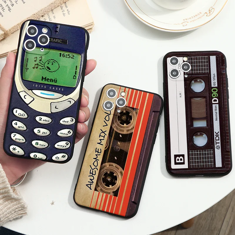 

Vintage Cassette Tape Retro Style Soft Silicone Cases For iPhone 7 8 X XR XS 11 12 13 Pro Max Mini 5 5S SE 2020 6 6S Plus Bumper