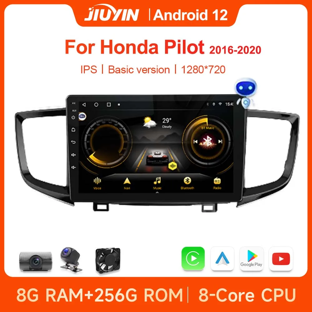 

JIUYIN 10.1 Inch Car Stereo for Honda Pilot 2016-2020 Android Auto Radio 2 DIN Central Multimedia Player with Frame Carplay 4G