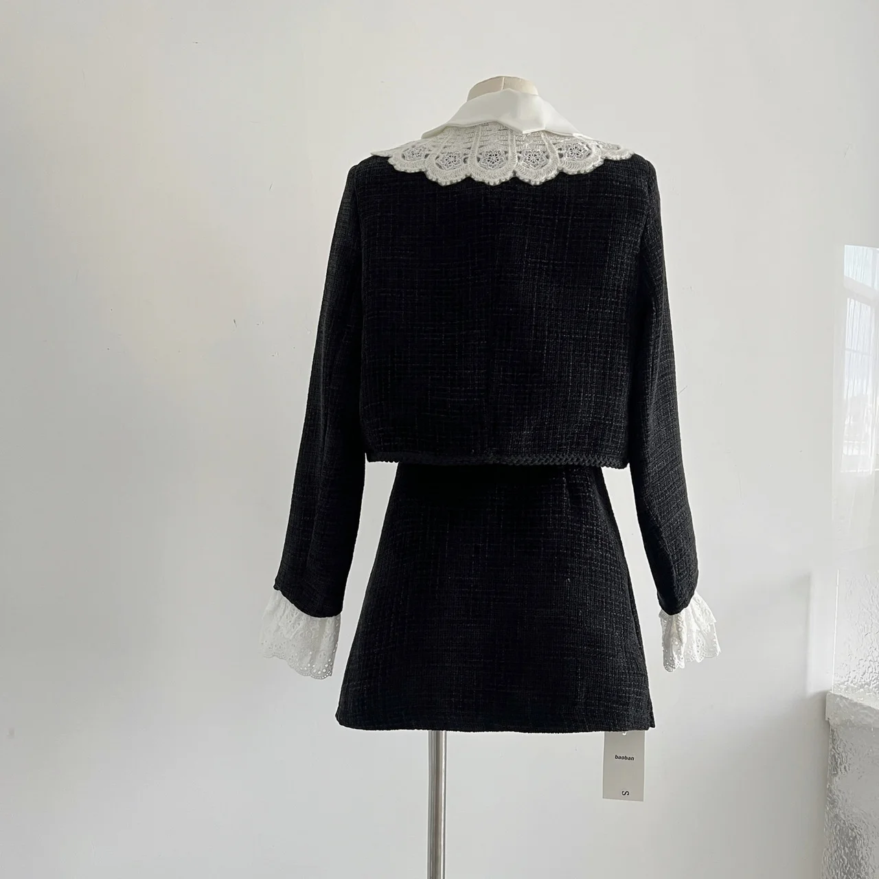 Женский твидовый костюм из двух предметов винтажный короткий топ и короткая