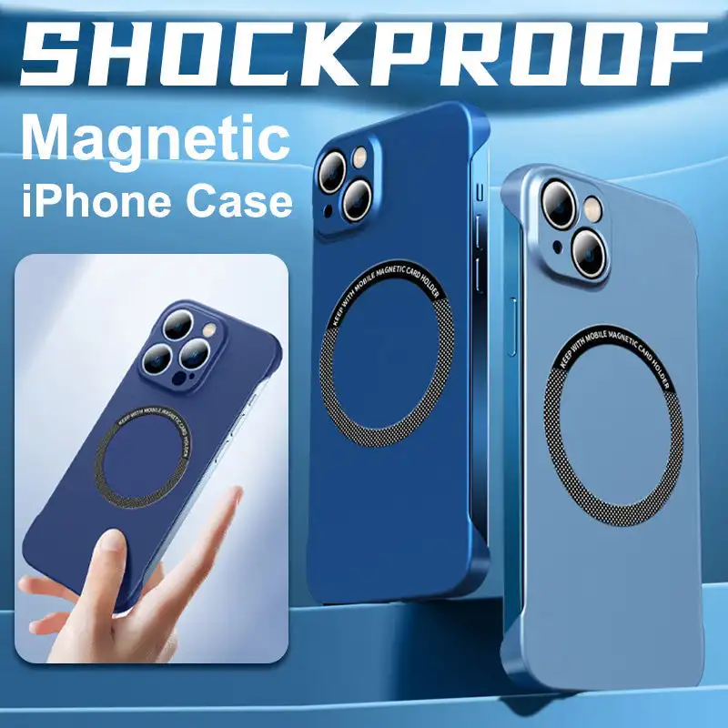 

Безрамный Магнитный чехол для iPhone 14 Pro Max, чехол для мобильного телефона с защитой от отпечатков пальцев серии 13, 12, ударопрочный Безель, защи...