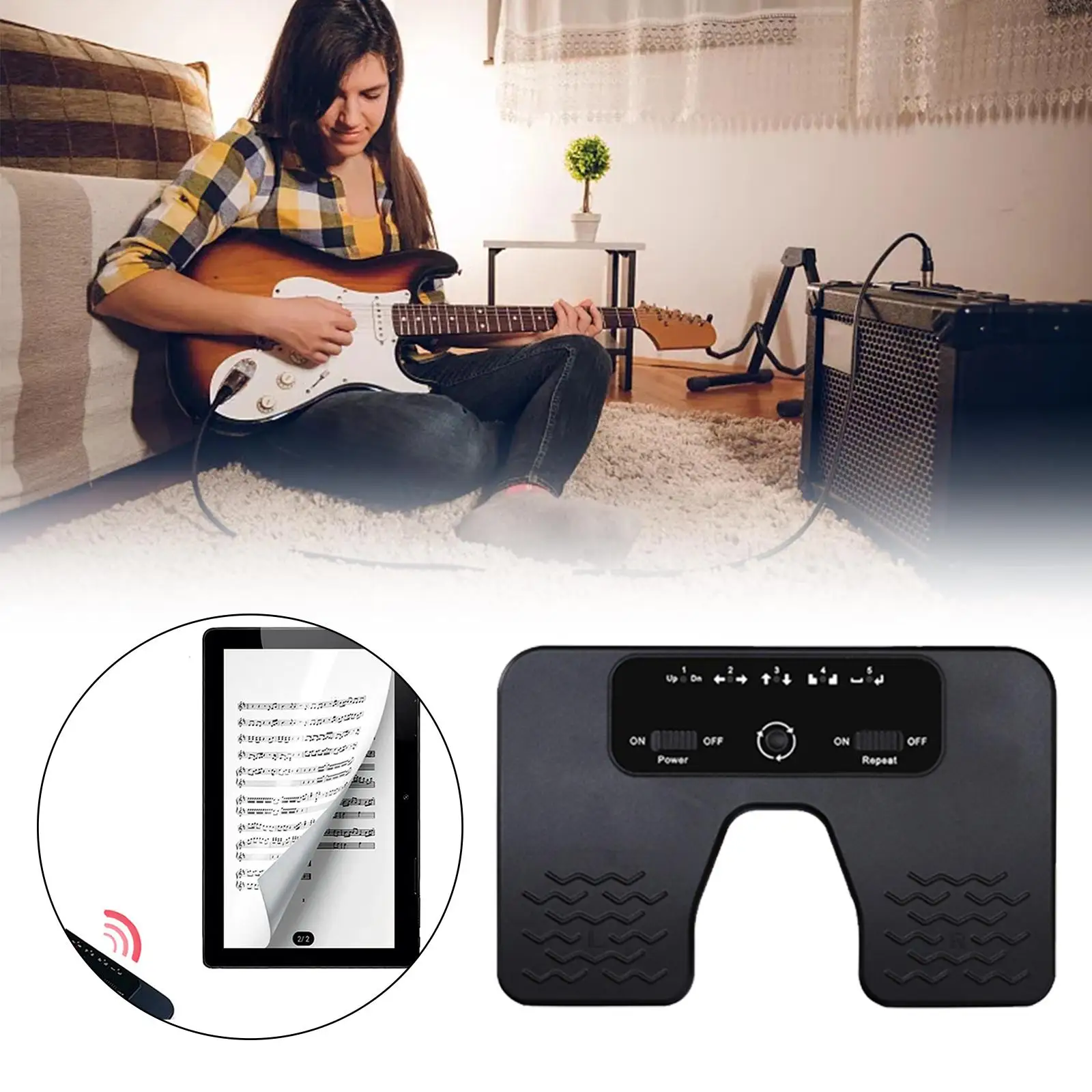 

Wireless Page Turner Rechargeable Anti Skid Bluetooth for Piano Violin PC