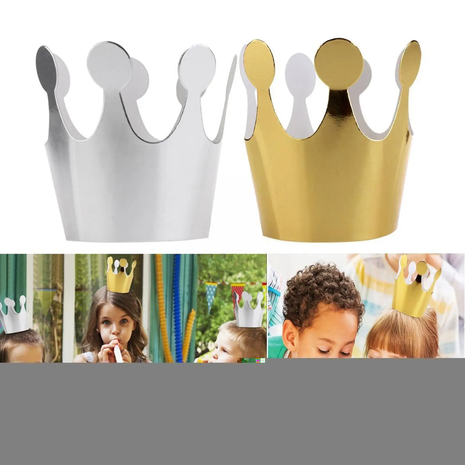 

10 Pieces Gold and Silver Crowns Adult Kids Happy Birthday Princess Girls Hats Decorations Princes Hats Paper Crowns Party X8S1