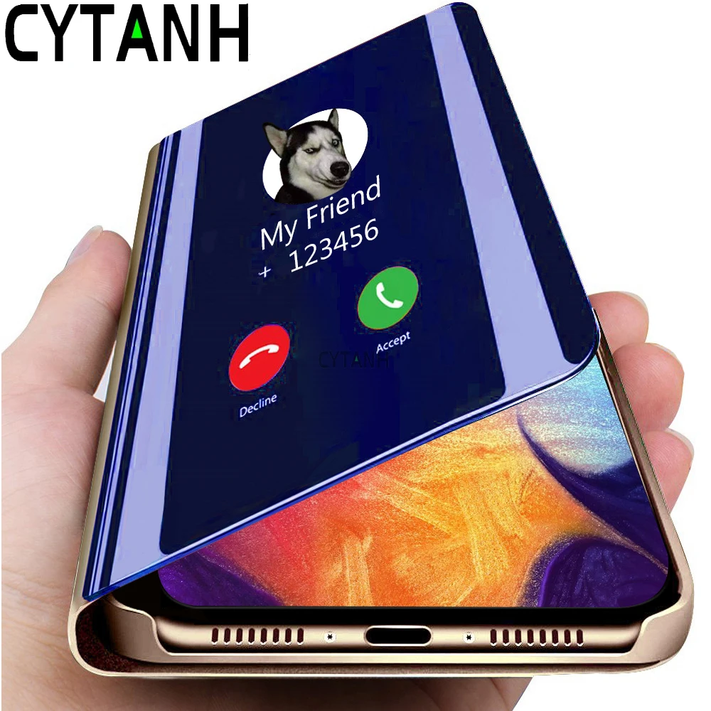 Зеркальный кожаный флип-чехол для Samsung Galaxy Note 8 S6 S7 Edge S9 S8 Plus прозрачный чехол с