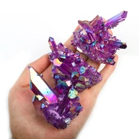 natural electroplated colorful clear quartz irregular cluster point healing crystal gems mineral specimen pendulum home decor