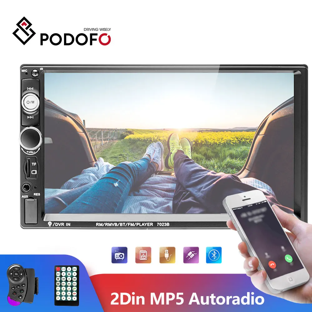 

Podofo Car Radio Autoradio 2Din 7" HD Touch Screen Car Multimedia Player Audio Stereo Auto MP5 Player Bluetooth TF USB FM Camera