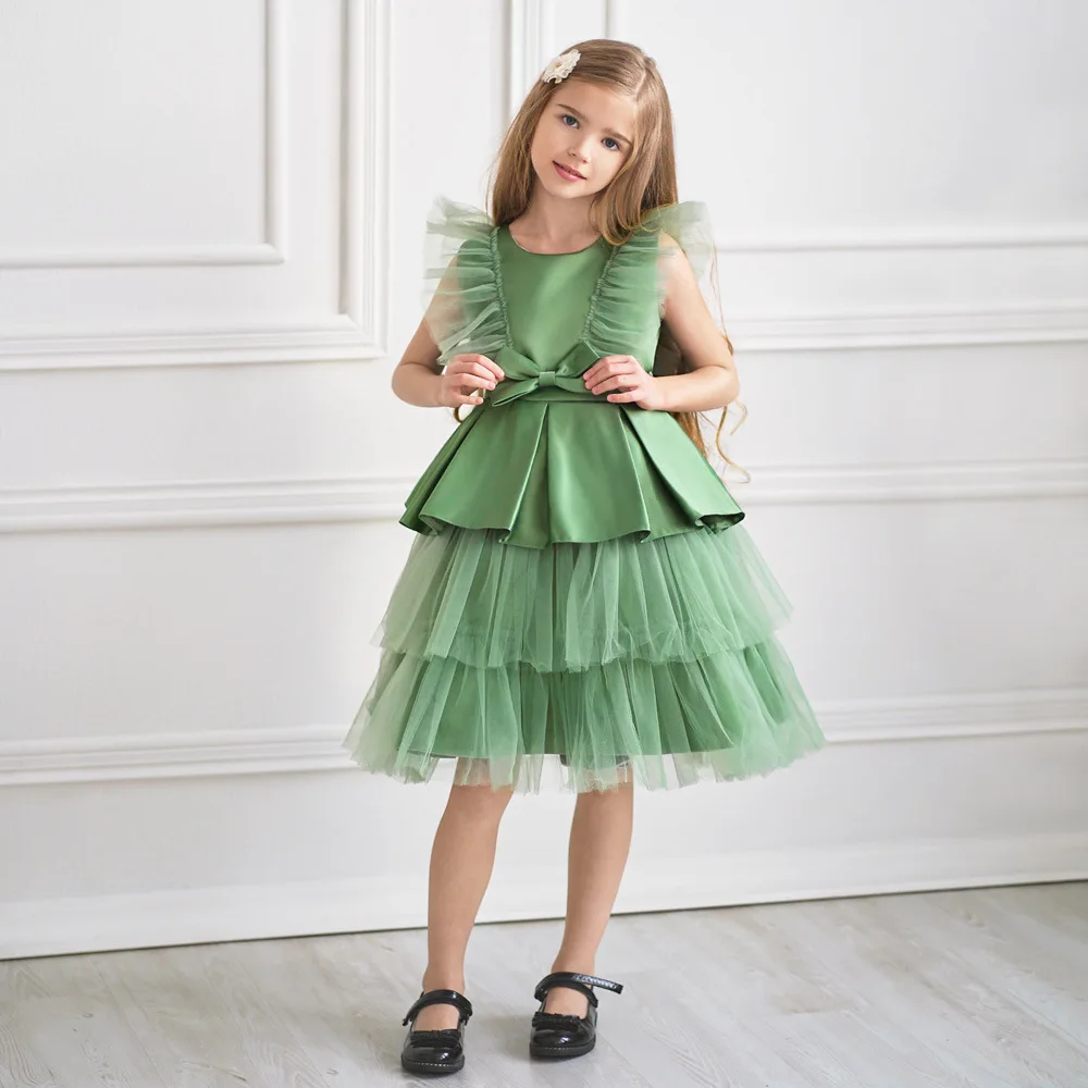 Официальное Платье для девочки пышное платье с цветочным принтом сетчатая юбка