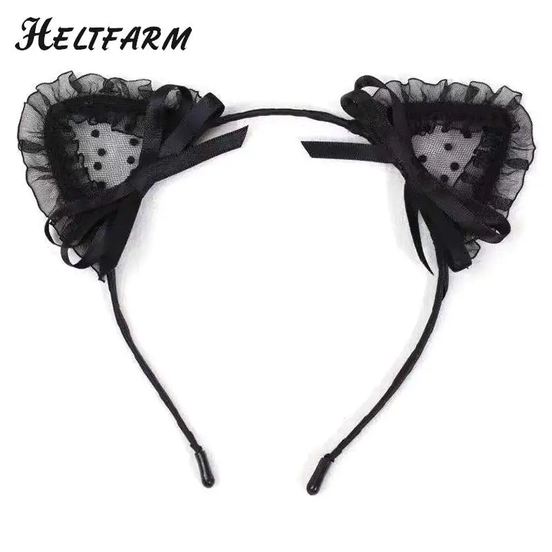 

1pcs Cute Sexy Black Lace Rabbit Cat Ears Party Christmas Cosplay Headwear Headband Hoop Hair Accessories
