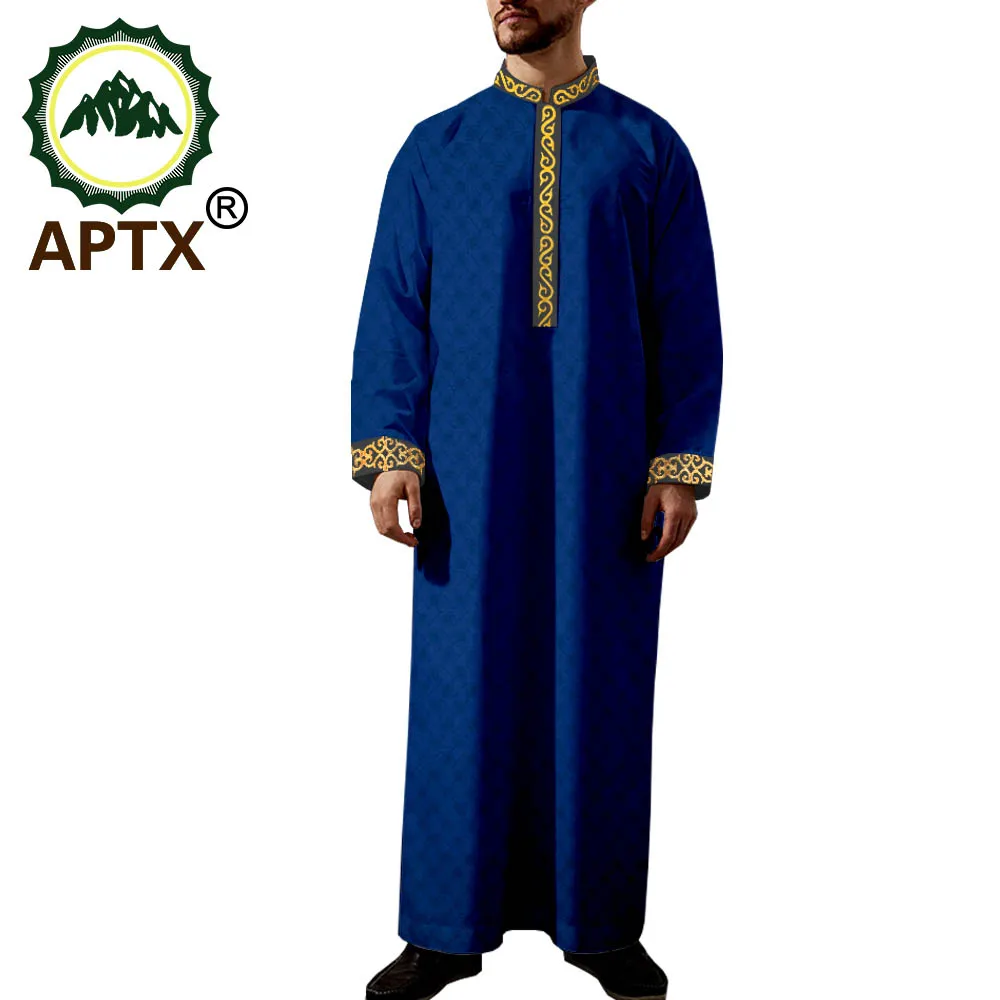 Islamic Arab Kaftan, men's Muslim Phnom Penh decorative long sleeve stand collar jubba thobe fashion men's T2014014