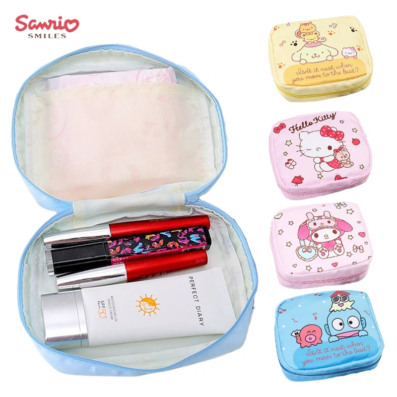 

Kawaii Sanrio Hello Kitty Tampon Bag Kuromi Cinnamoroll Cartoon Waterproof Feminine Sanitary Napkin Storage Bag Cosmetic Bag