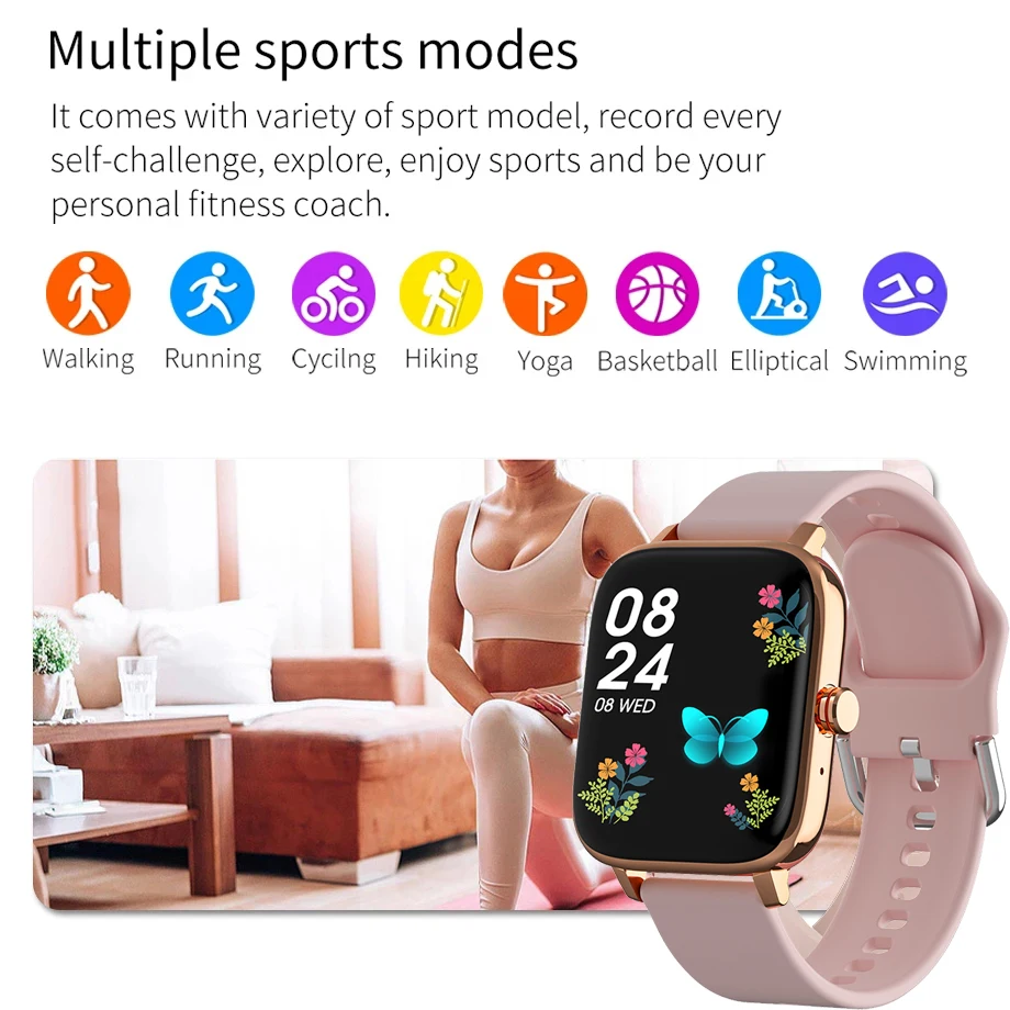 Смарт-часы для женщин Android Bluetooth фитнес-трекер пульсометр кровяное давление