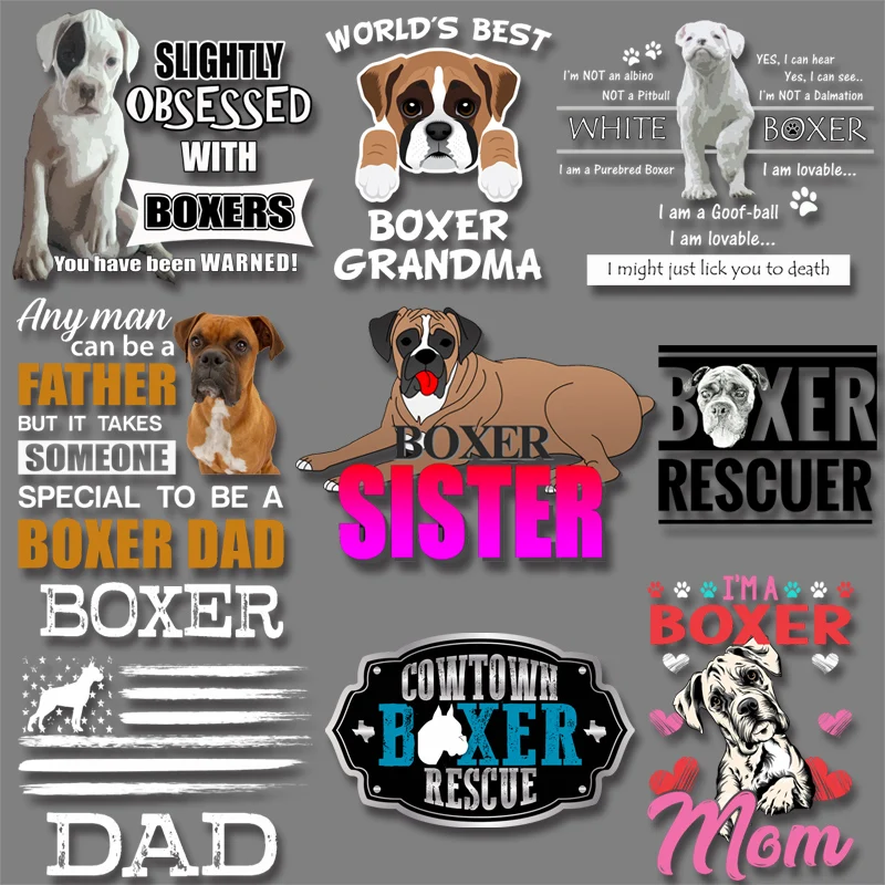 

Boxers Dad Mom I Love Boxers Patches for Clothes Iron on Transfers Pets stickers Thermal transfer Printings
