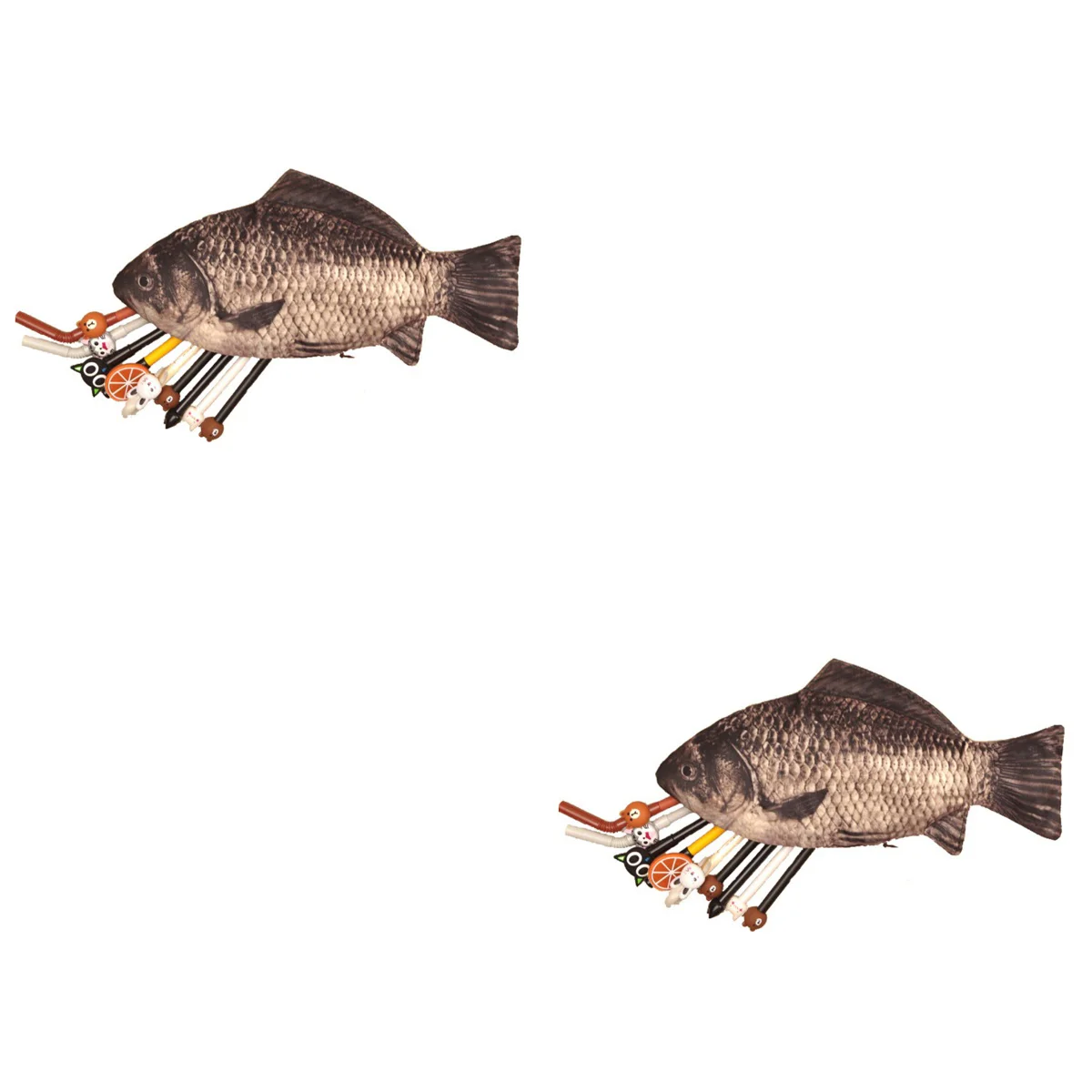 

2pcs Funny Carp Fish-like Zipper Pouch Weird Pen Case Makeup Case Bag Pen Bag Case Holder