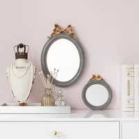 european retro imitation solid wood decoration home mirror bedroom cute makeup mirror espejo redondo aesthetic room decor