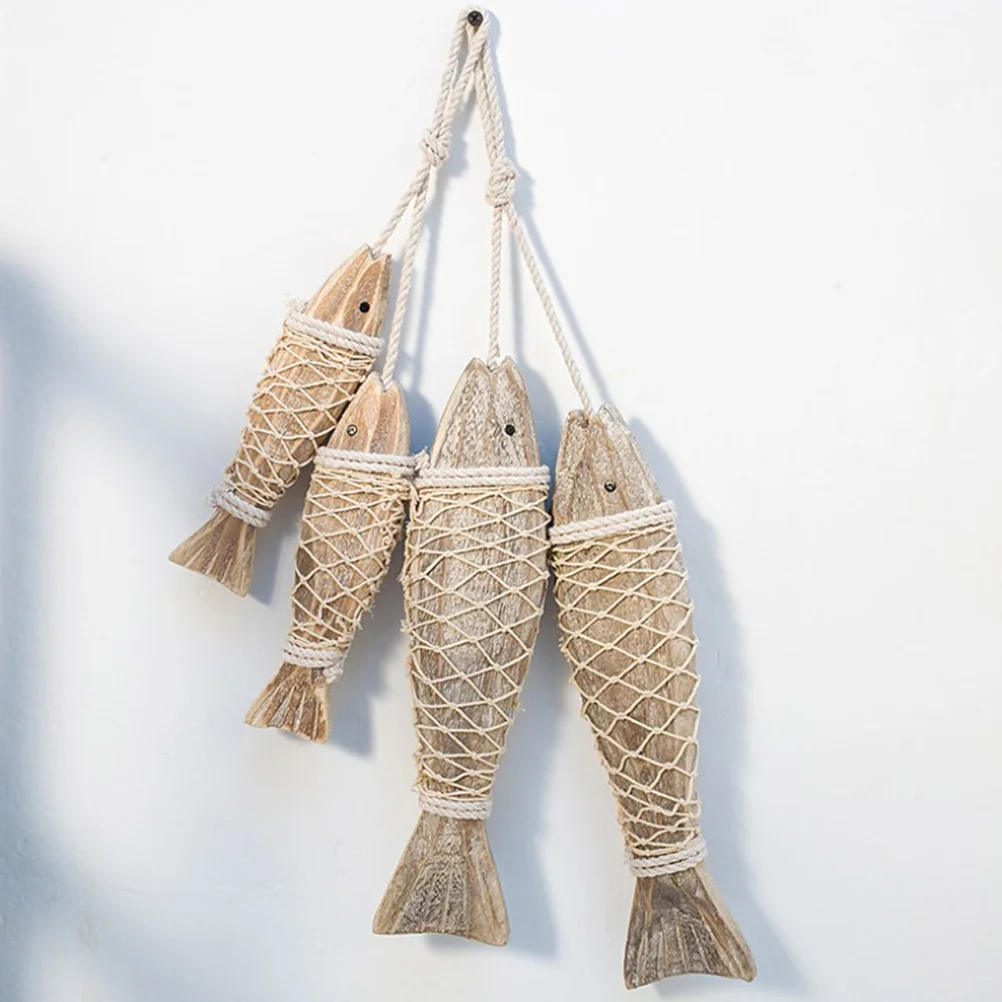 

Деревянная рыба реквизит для фотосъемки прочный ретро ручная резная Подарочная веревка подвески висячие украшения деревенское украшение ...