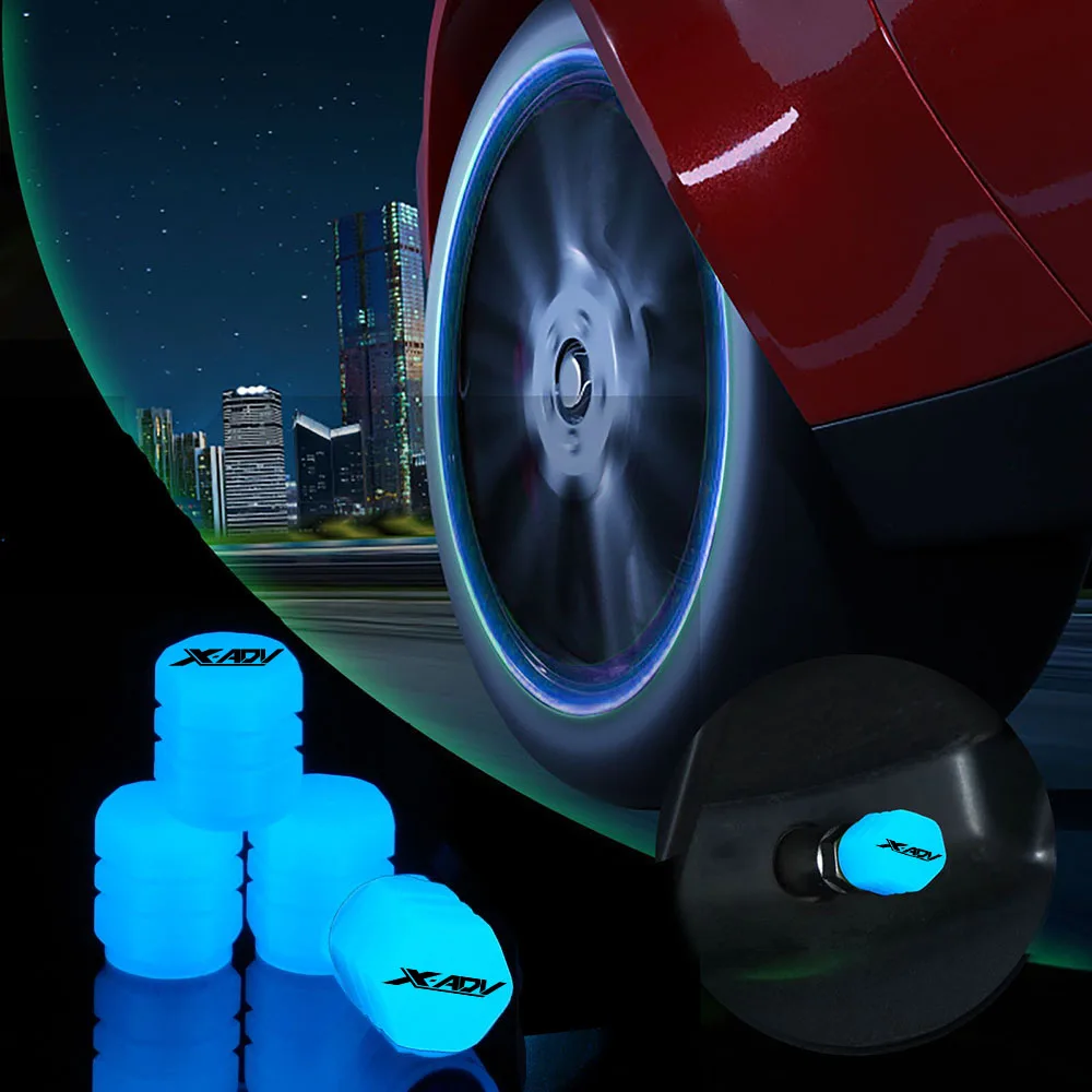 

4pcs Motorcycle Luminous Dust-proof Tire Valve Air Port Stem Cover Caps For Honda X-Adv X ADV 150 250 300 750 Lettering Logo