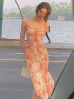 Summer Women's New Spaghetti Strap Prom Midi Dress Female Fashion Elegant Slim Evening Party Clothes Vestidos