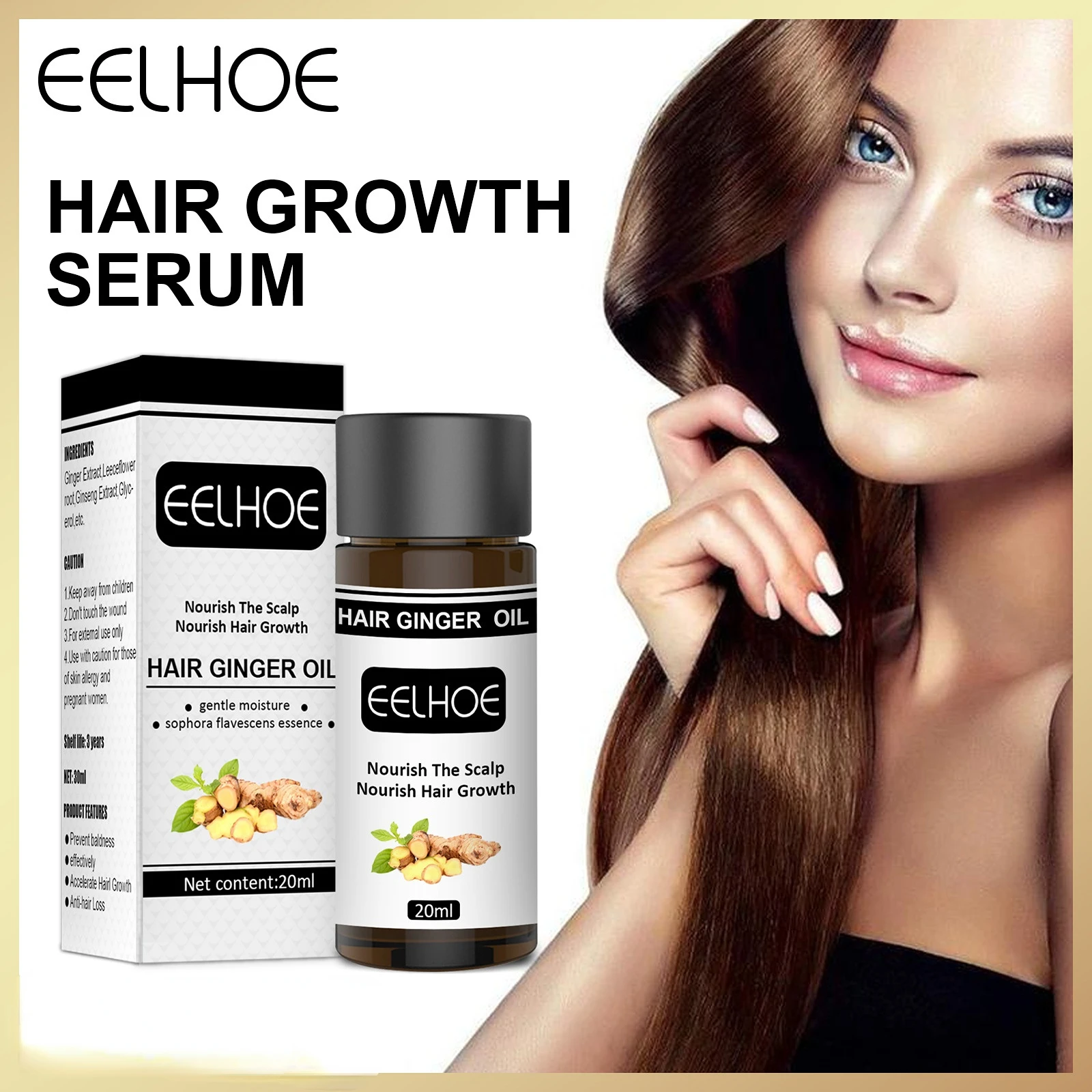 20ml Hair Growth Serum Anti-Loss Density Serum Ginger Hair Care Essential Oil Anti-Loss Plant Essence Free Shipping