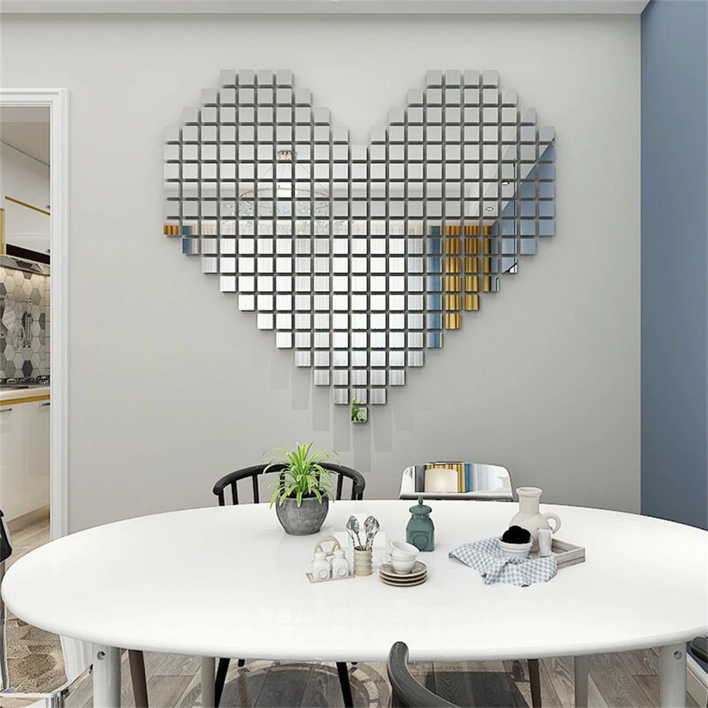 

100PCS Glass Mirror Stickers Self Adhesive Mirror Glass Small Square Patch For Wall Decoration Decoupage Scrapbooking 10x10mm