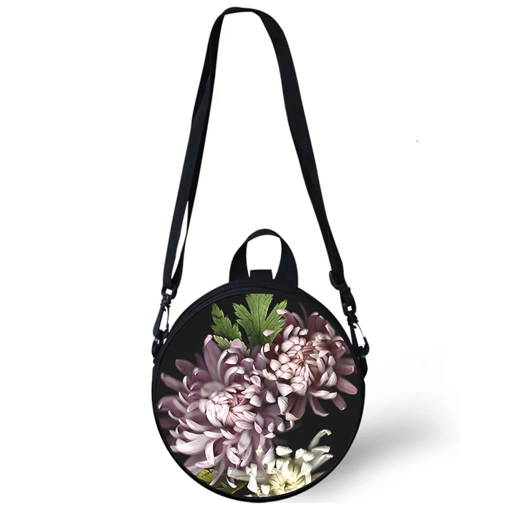 Flowers Floral Rose Plant Peony Child kindergarten Bag 3D Print Crossbody Bags For School Women Mini Round Bagpacks Rugtas Bag