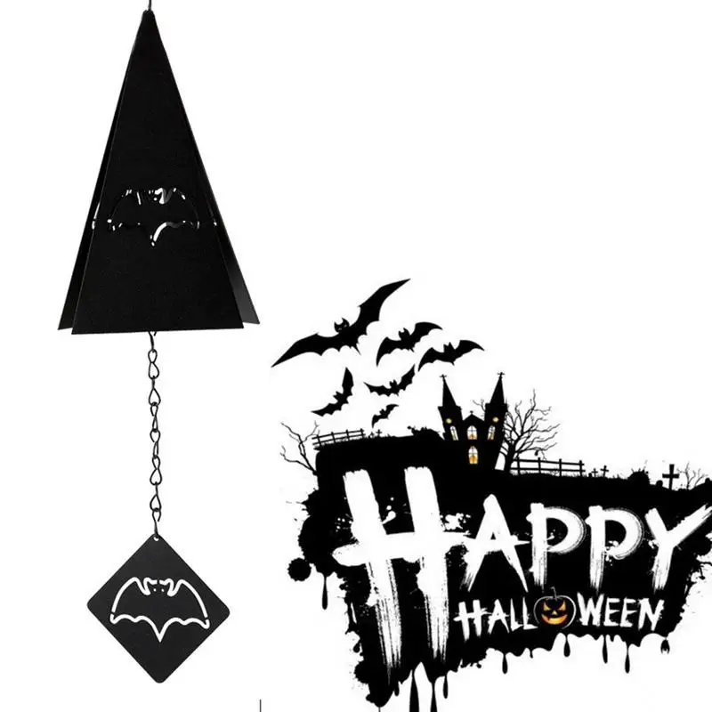 

Halloween Iron Triangle Windchimes Outdoor Hanging Windchime Pumpkin Bat Cross Skull Decoration Outside Decoration