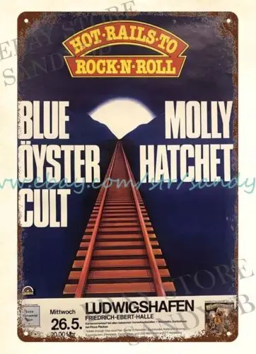 жестяная вывеска 1982 г. Hot.Ralls.to Rock.in.roll культовый культ синей устрицы молли хэтпок