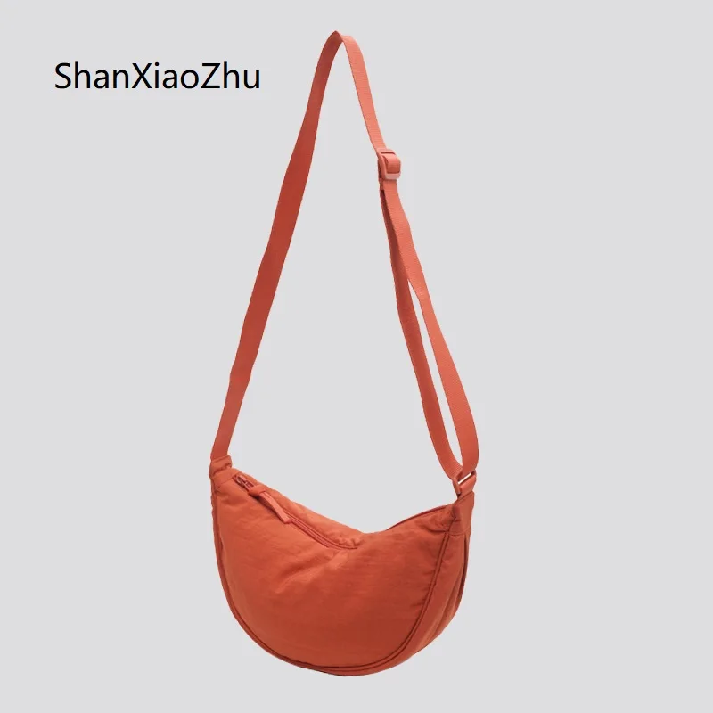 

2023 New Female Solid Color Dumpling Bag Nylon Women's Shoulder Bag Lightweight Small Satchel Underarm Bag Simple Messenger Bags