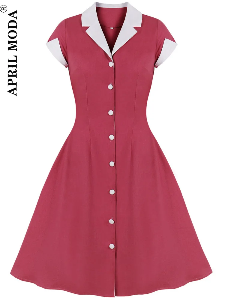 

Летнее Новое поступление, офисное Дамское Платье-рубашка в стиле ретро, с коротким рукавом, шикарная одежда, повседневный халат, однотонное ...
