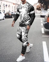 2022 new autumn winter mens long sleeved and trousers two pice set men lion king 3d print suit mens sportswear tracksuit men