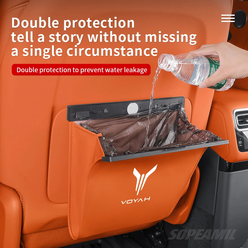 Фото Мусорный мешок для автомобиля Dongfeng VOYAH FREE Dream PHEV Courage Passion с магнитным креплением на спинку сиденья, подвесной мешок для хранения, мусорная корзина. №4
