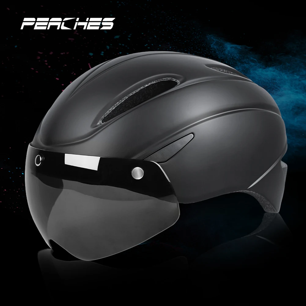 

Bicycle Helmet MTB Bike Safety Helmet With Visor Moto Cross Helmet Windproof Dust-proof Ultralight Goggles Cycling Helmet Cap