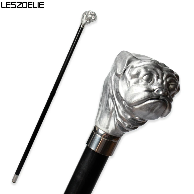 

Silver Dog-Head Wooden Walking Stick Man Resin Handle Detachable Stick Fashionable Canes Women Party Decorative Walking Cane