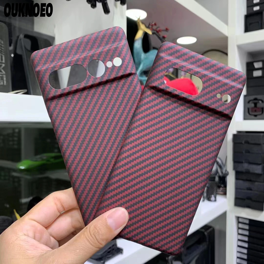 

Matte Real Carbon Fiber Phone Case For Google Pixel 7 Pro 6 Pro 7A Coque Red Ultra-Thin Fiber Shockproof Anti-Drop Protect Cover