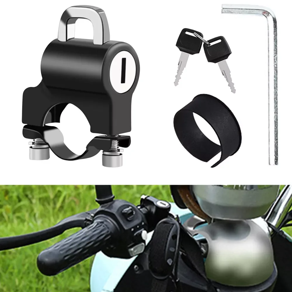 

Universal Motorcycle Helmet Lock Metal 22mm-26mm Black Anti-theft Helmet Safety Lock Multifunctional Lock for Electric Bicycle