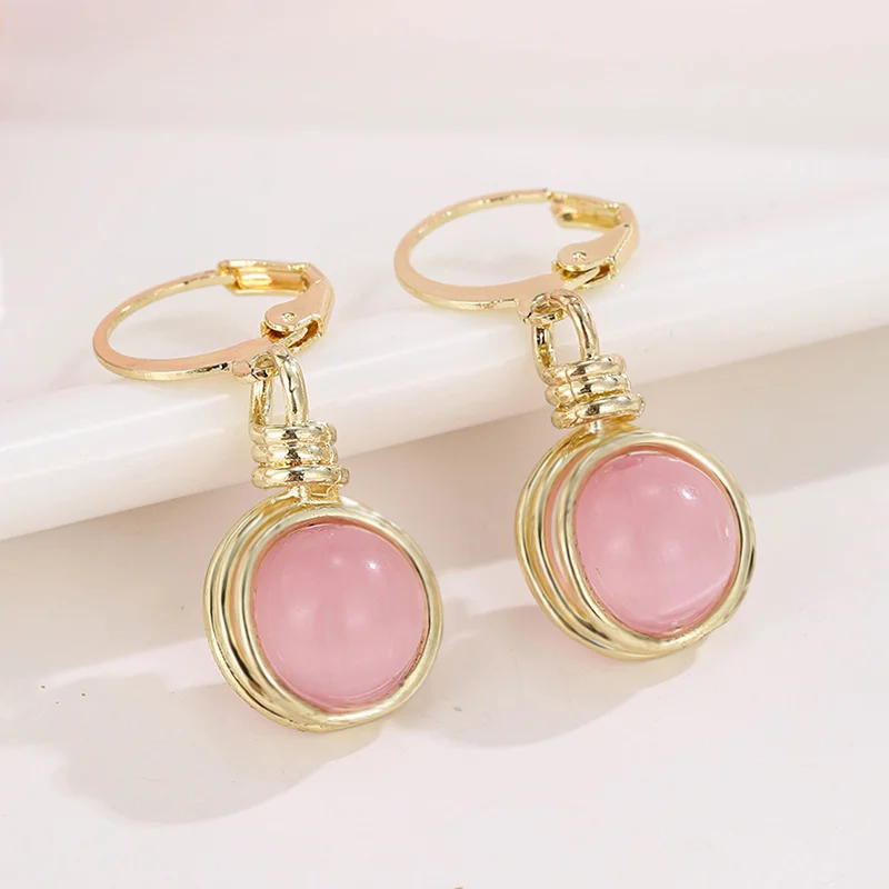 

Hoop Earrings for Women 2023 Trending Electroplated Gold Pink Zirconia Earrings Memorial Day Party Women's Jewelry Accessories
