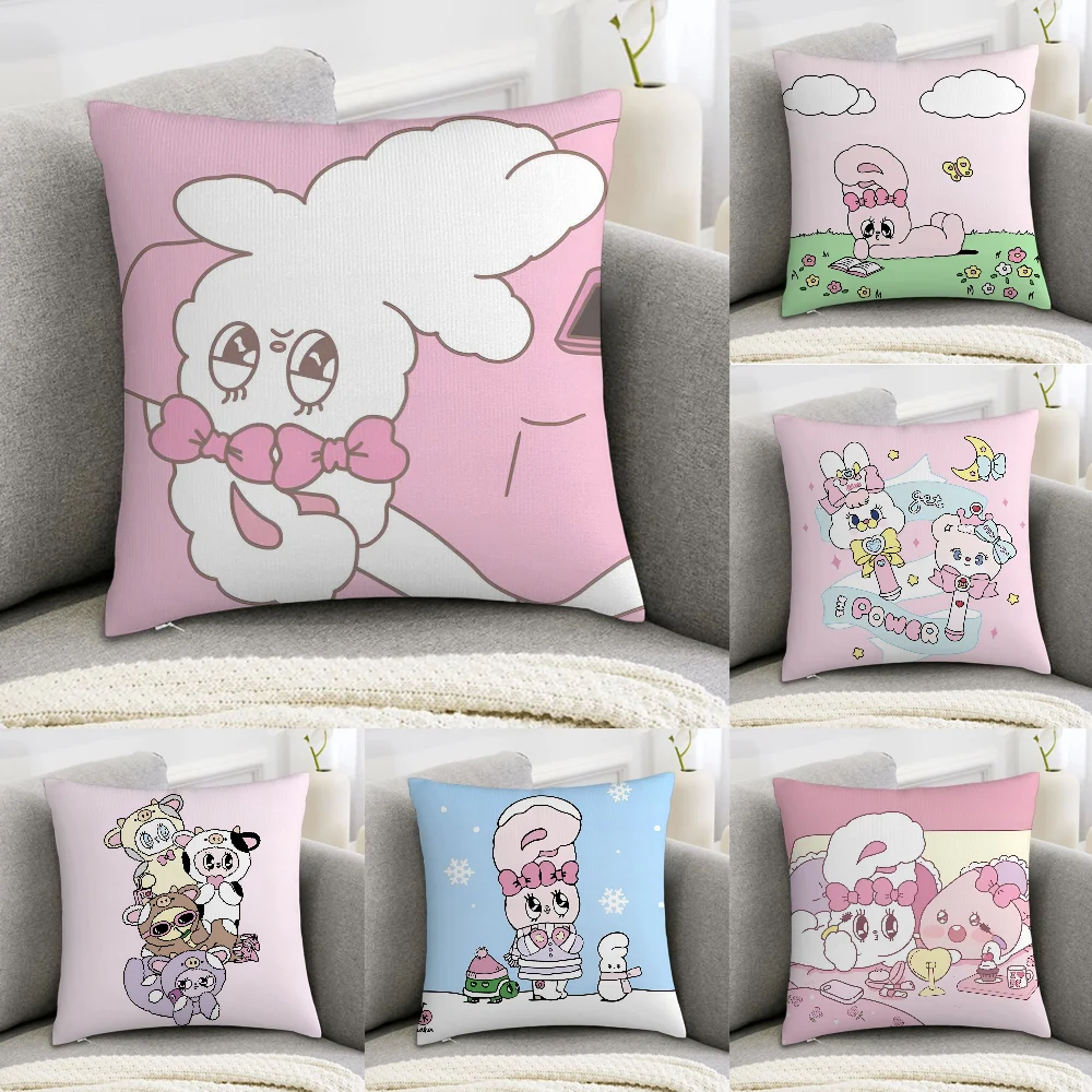 Розовая милая наволочка с рисунком E-Esther Bunny декоративная домашняя для дивана
