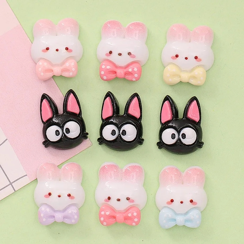 

Cute Mini Bow Tie Rabbit Black Cat Resin Flatback Scrapbook DIY Party Hairpin Accessories Decorate Craft
